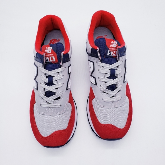 New Balance 574 Gray Navy Blue Red Sneaker… - Picture 6 of 7